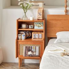 床头柜实木日式藤编沙发小边柜北欧床边柜创意收纳柜简约杂志柜