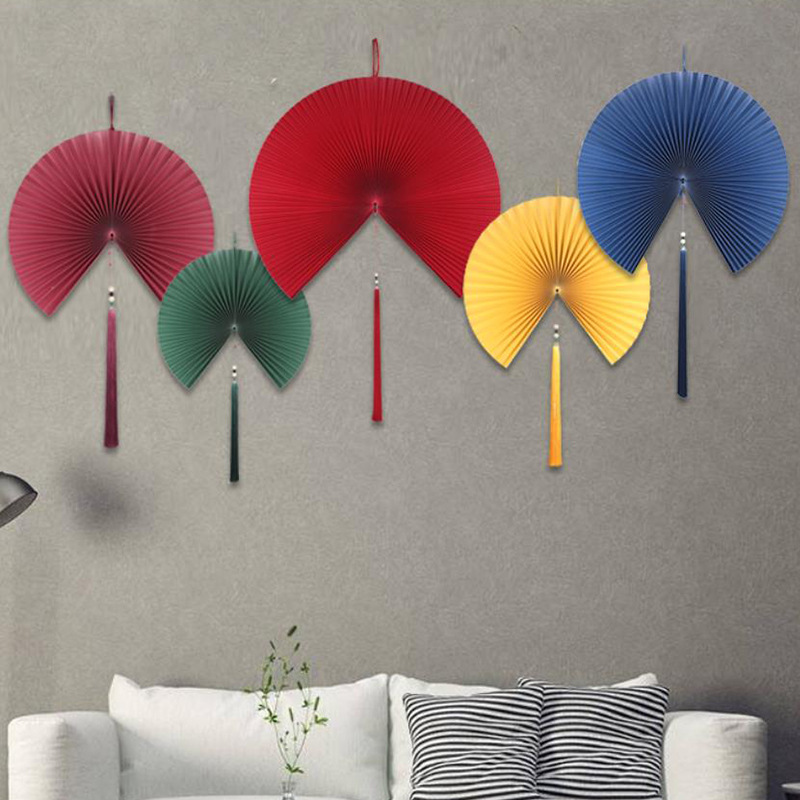 风纸折扇客厅背景墙大挂扇中式装饰扇子玄关墙面挂件壁饰挂扇