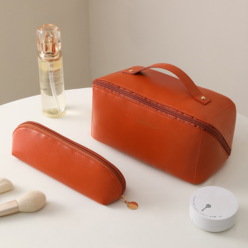 Organ Pillow Bag Cloud Pu Leather Cosmetic Bag Travel Portable Portable Pouch Internet Celebrity High-Grade Wash Bag