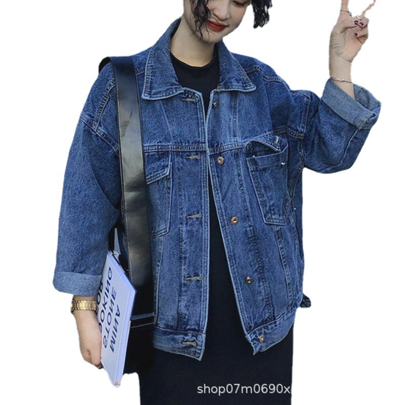 2023 Women's Clothing Factory New Denim Jacket Loose Korean Style Long Sleeve Top Stall Foreign Trade Discount Tail Goods Wholesale