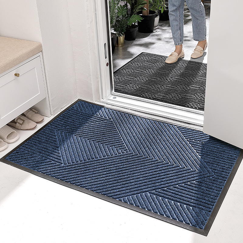 Nordic Simple Rubber Entrance Door Mat Carpet Doorway Entrance Floor Mat Polypropylene Fiber Sand Scraping Dust Removal Non-Slip Door Mat