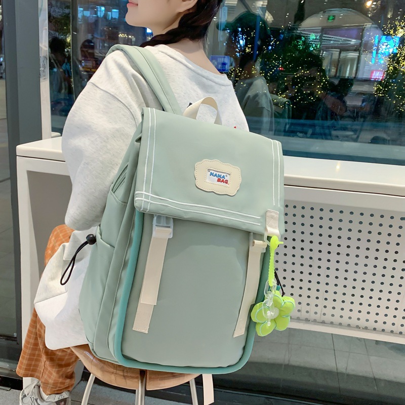 2023 New Fashion Casual Backpack Wholesale Korean Ins Solid Color Backpack Mori Style Early High School Student Schoolbag