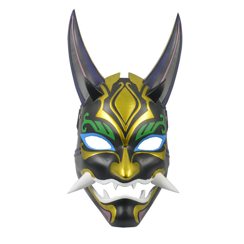 原神护法夜叉大将魈全脸面具面罩cosplay古风拍摄摄影面具工艺品