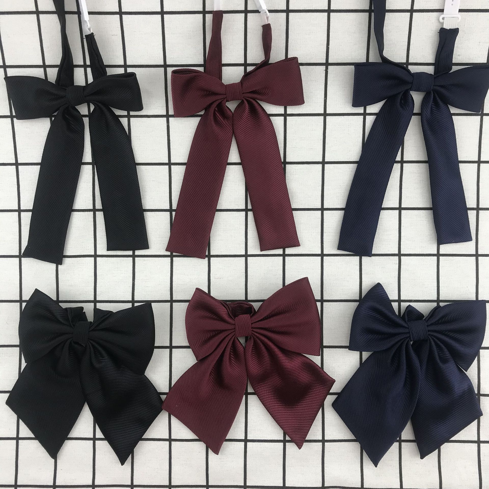 jk领结女斜纹羽根蝴蝶结日系衬衫制服学院风纯色飘带酒红黑色领花