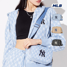 韩国MLB男女新款情侣斜挎包复古老花子母相机包潮NY洋基队运动包