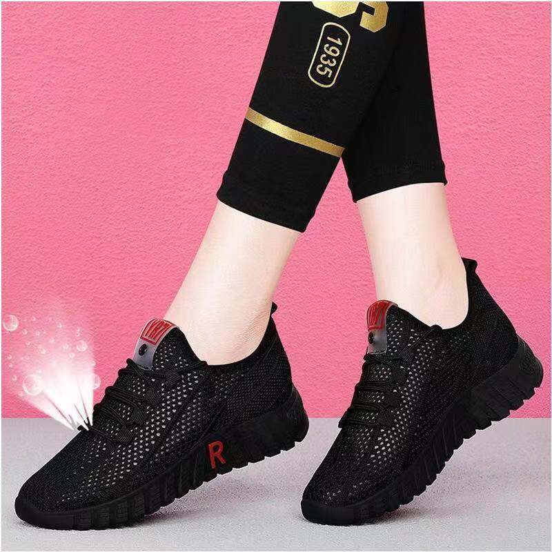Summer Breathable Mesh Shoes Old Beijing Cloth Shoes Women's Hollowed Mesh Shoes Sneaker Internet Celebrity Lightweight Soft Sole Casual Pumps
