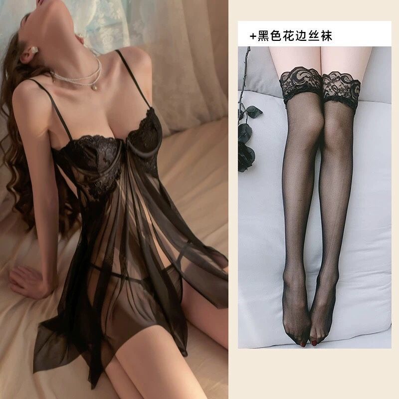 Sexy Lingerie Sexy Sexy Pajamas Mesh See-through Seductive Sexy Sleeping Dress Breast-Exposed Pajamas Sexy Passion Coquettish