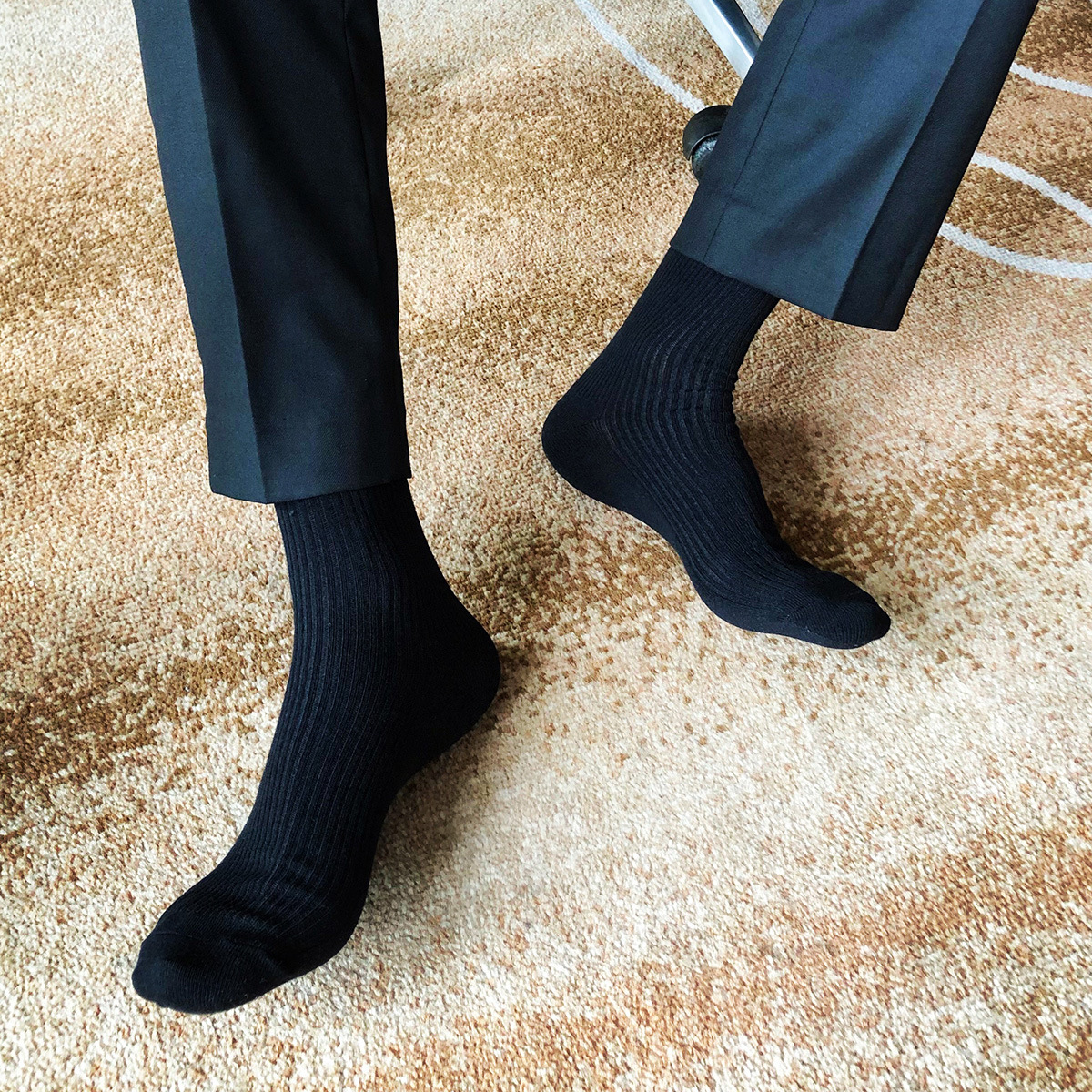 Business Socks Men's Cotton Mid-Calf Formal Wear Black Breathable Youth Work Suit Long Socks Striped Japanese Socks Men