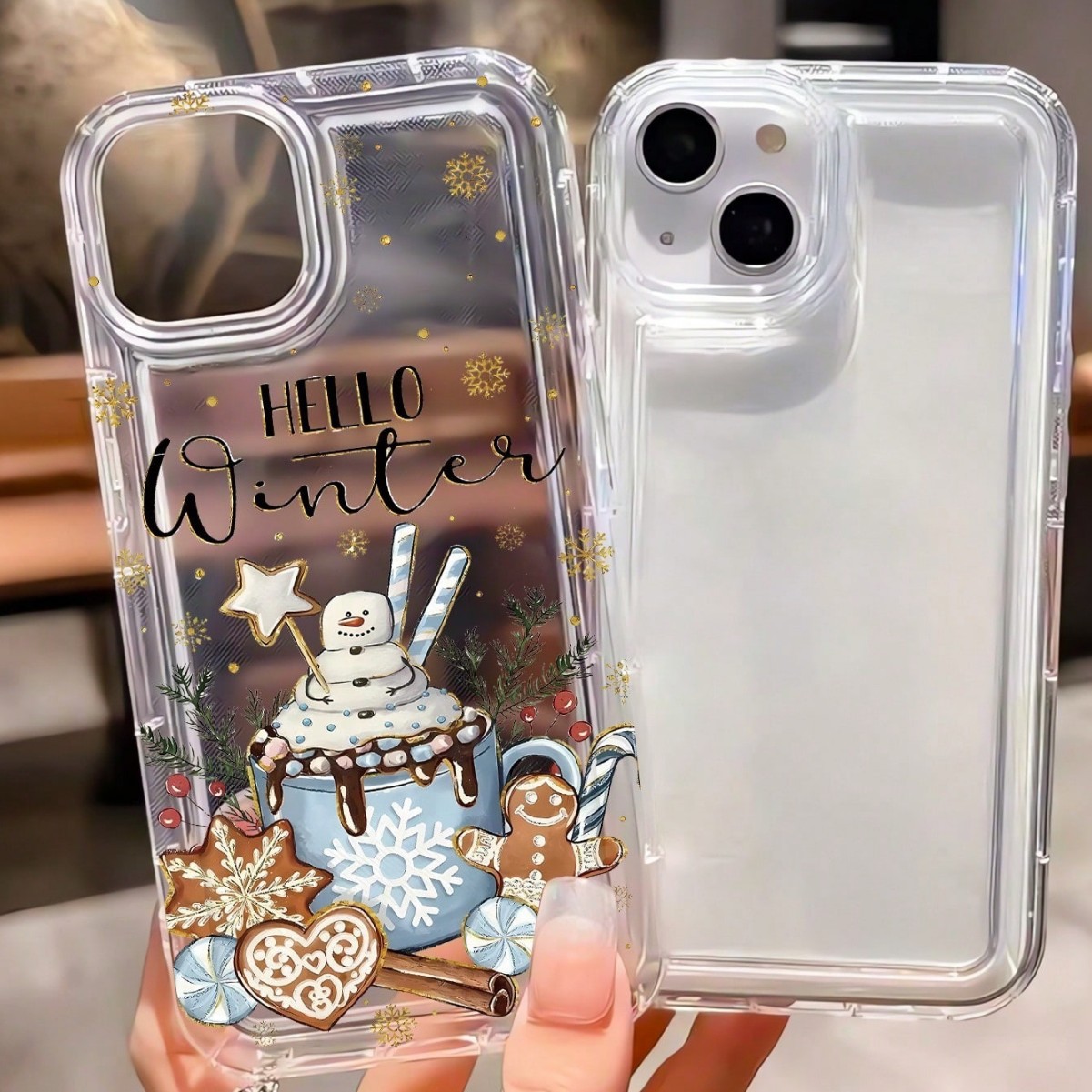 适用苹果16pro手机壳iPhone15promax透明14气囊13套12Pro雪人咖啡