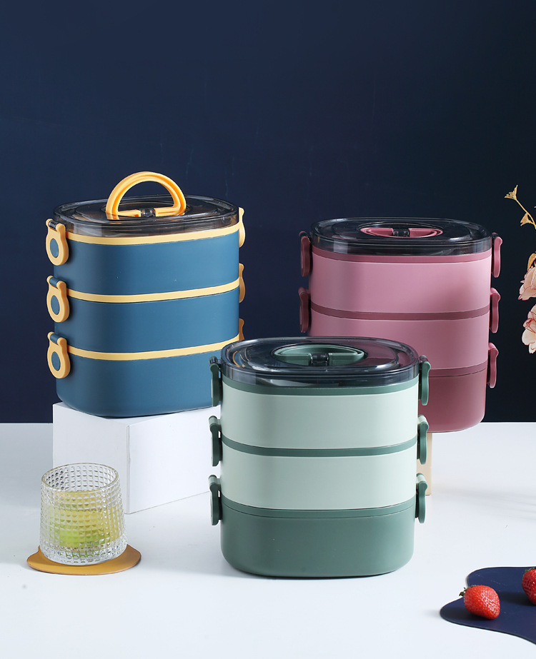 多层大容量饭盒便携304不锈钢保温桶学生白领带饭餐盒便当盒餐具