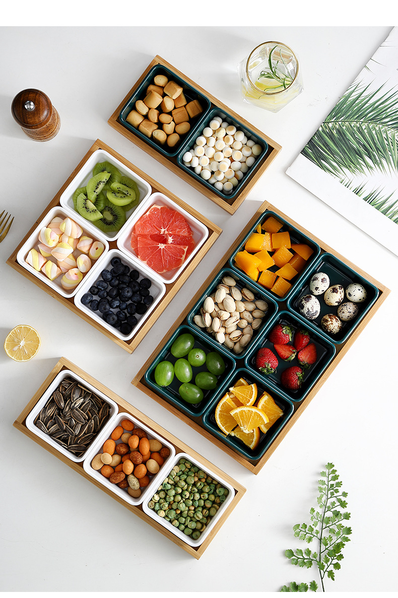 仿瓷塑料密胺耐摔商用分格零食小吃干果点心碟拼盘ktv水果盘子