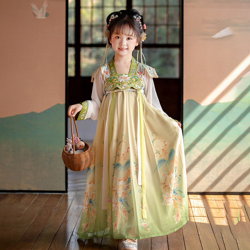 Hanfu Girl 2023 Fall Winter Improved Embroidery Children's Ancient Costume Tang Suit Super Fairy Baby Dress Wholesale