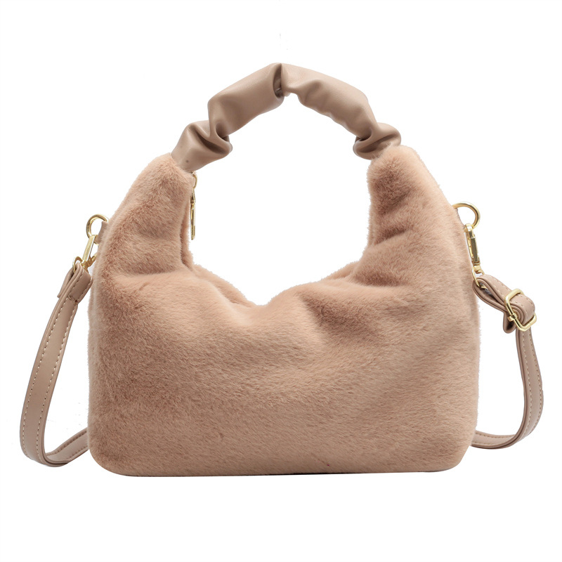 Plush Bag Women's Large Capacity Autumn and Winter 2022 New Fashion Trendy Niche Messenger Bag Plush Hand Holding Pillow Bag