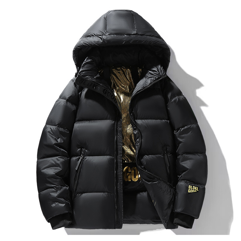 Down Jacket Men's 2023 Winter New Black Gold Men's Women's Hoodie Short down Coat Warm White Duck down Coat Tide