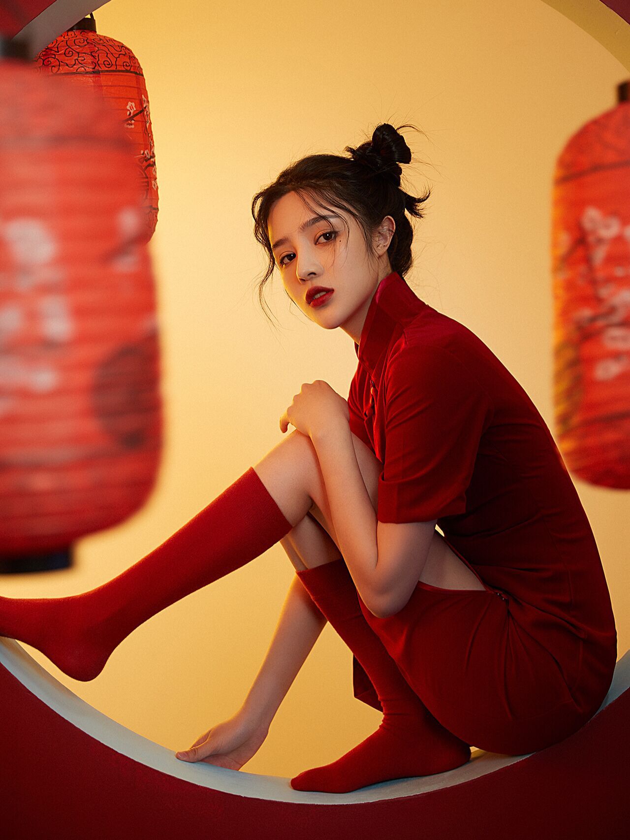 影楼新款写真服装女新年中国风少女旗袍复古艺术照春节拍照摄影服