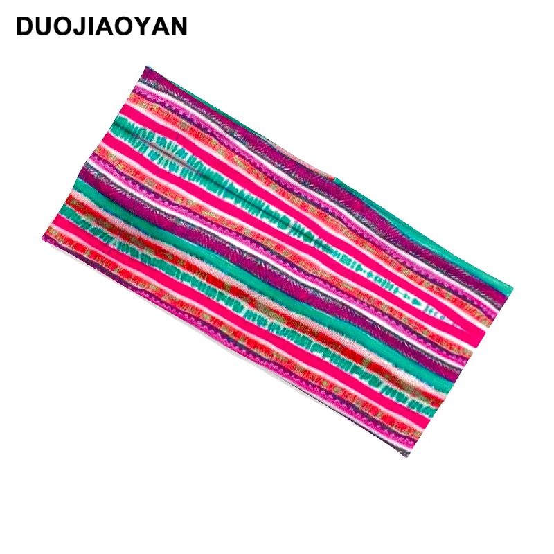 Europe and America Cross Border New Personalized Striped Exercise Hair Band Elastic Wide-Brimmed Plaid Hair Band Face Wash Hair Accessories Wholesale for Women