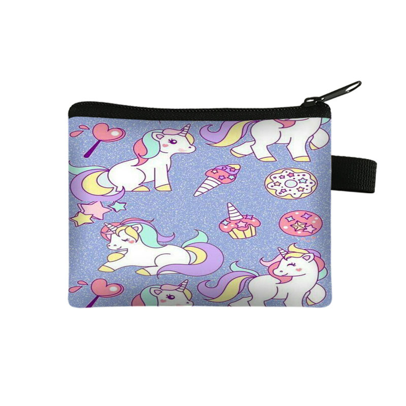 2022 New Unicorn Coin Purse Large Capacity Portable Card Holder Coin Key Storage Bag Polyester Small Square Bag