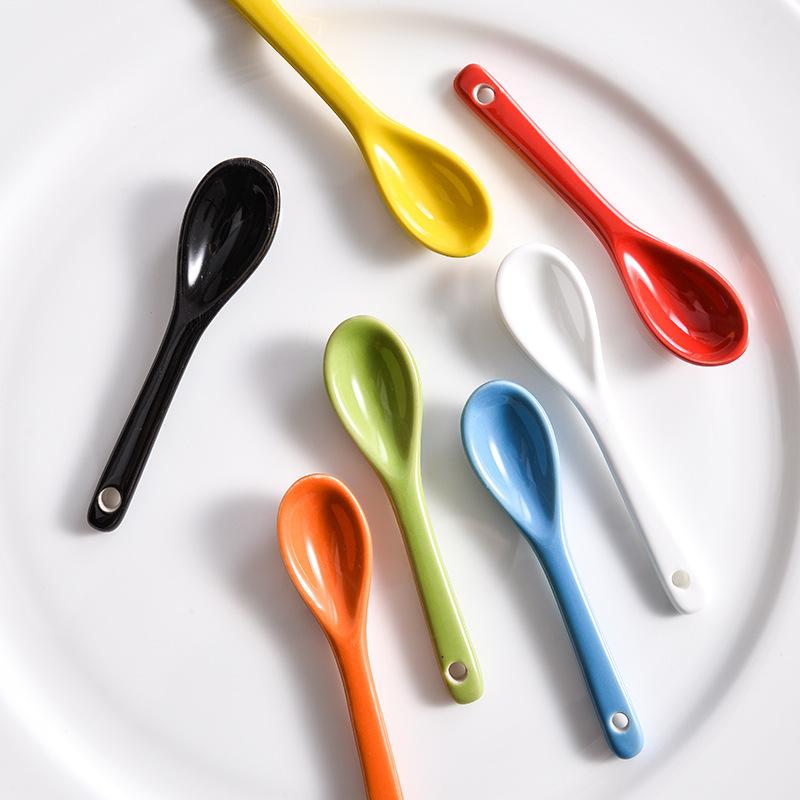 Color Short Spoon Color Changing Cup Accessories Ceramic Stirring Spoon Coffee Spoon 12cm Spoon