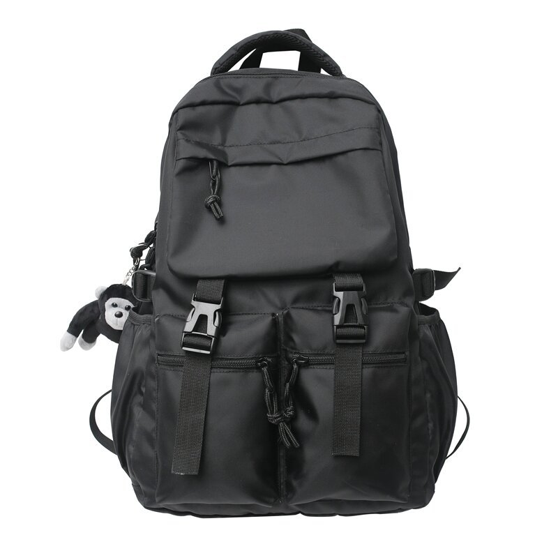 Trendy Cool Pure Black Schoolbag Multi-Bag Large Capacity Casual Backpack 2022 New Junior High School Male and Female Students Backpack