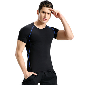 健身服装男子夏季高弹透气速干紧身衣暴汗篮球训练跑步运动上衣