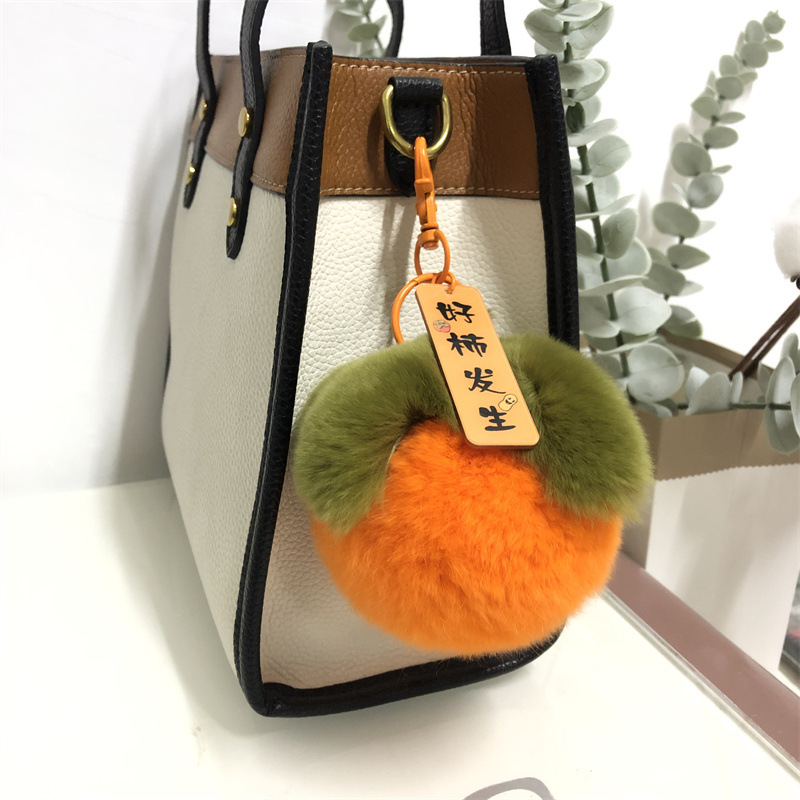 real rex rabbit hair persimmon pendant bag pendant keychain jewelry hang decorations good things happen cute pompons gift