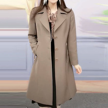 时尚气质风衣外套女2024春季新款洋气百搭西装领中长款设计感大衣
