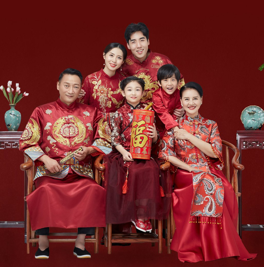 2021新款影楼亲子装儿童摄影服装一家六口全家福艺术拍照写真衣服