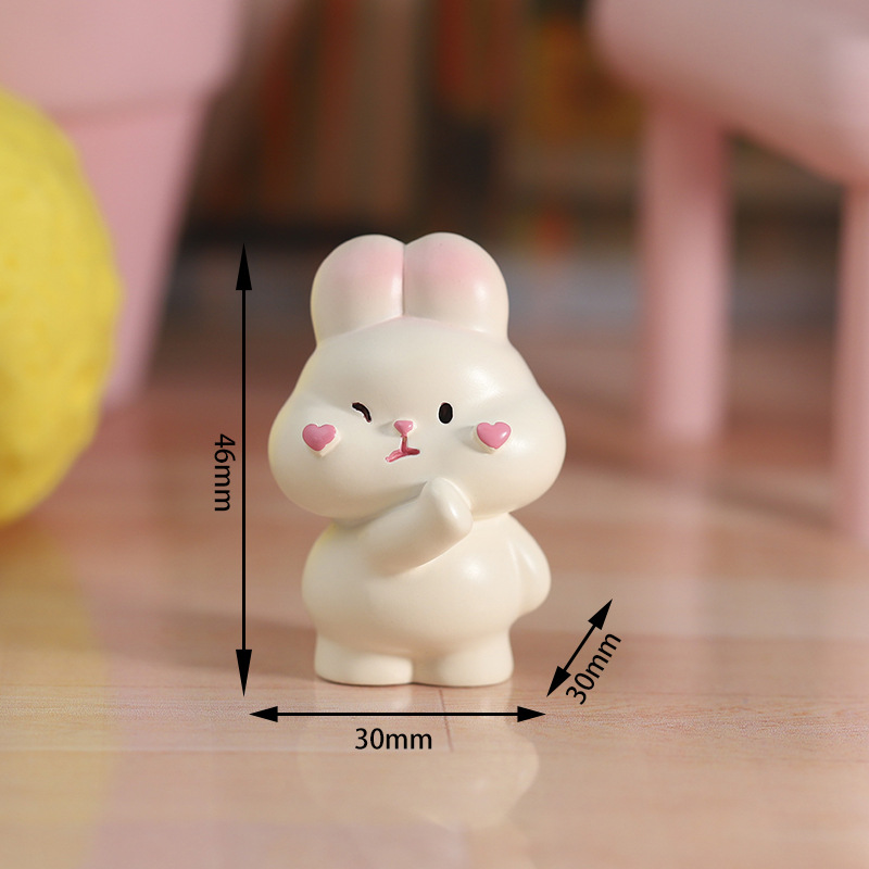 New Zodiac Rabbit Small Ornaments Resin Crafts Wholesale Office Desk Surface Panel Car Cake Home Decoration