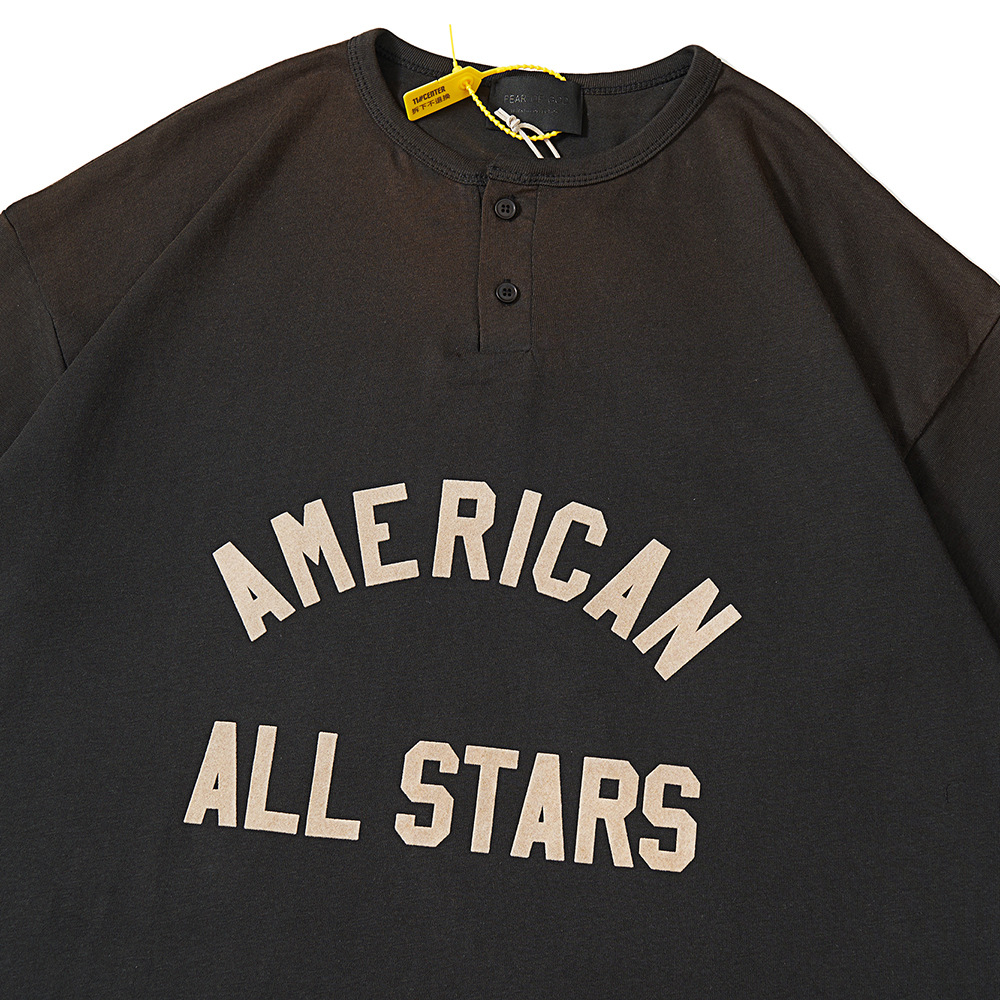 高街过验 fear of god 第七季fog主线高街复古亨利领字母短袖t恤