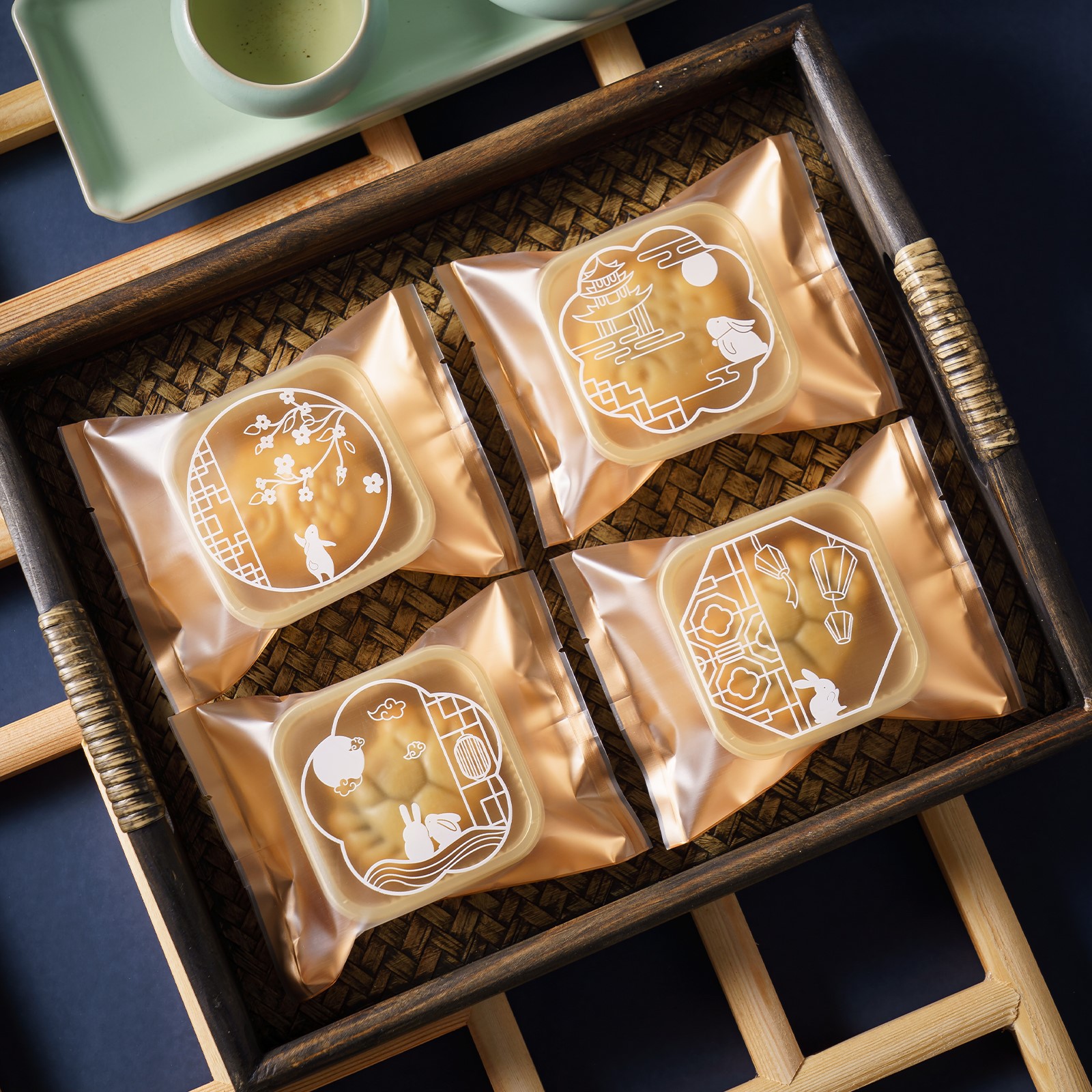 冰皮月饼袋子80克金色中国风月饼蛋黄酥机封袋 中秋手工冰皮月饼