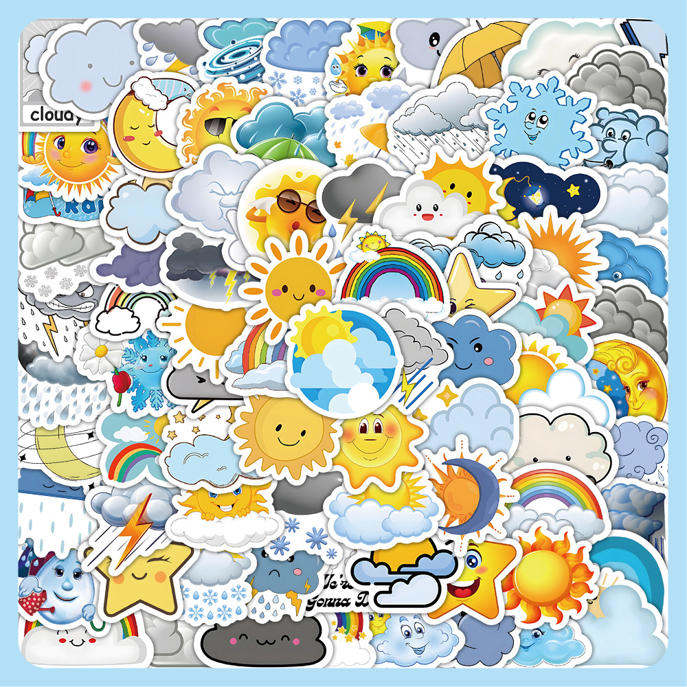 100张卡通天气预报贴纸ins创意装饰行李箱笔记本ipai手账diy贴画