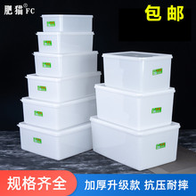 肥猫保鲜盒长方形塑料盒厨房食品收纳冰箱冷藏储物盒加厚耐冻胶盒