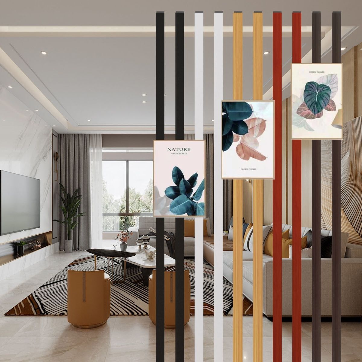 北欧简约现代屏风轻奢隔断厨房客厅办公室创意玄关装饰立柱墙铁艺