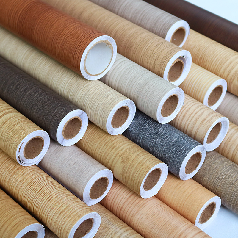 加厚墙纸自粘防水特厚导气槽底纸手感凹凸木纹pvc装饰波音软片3米