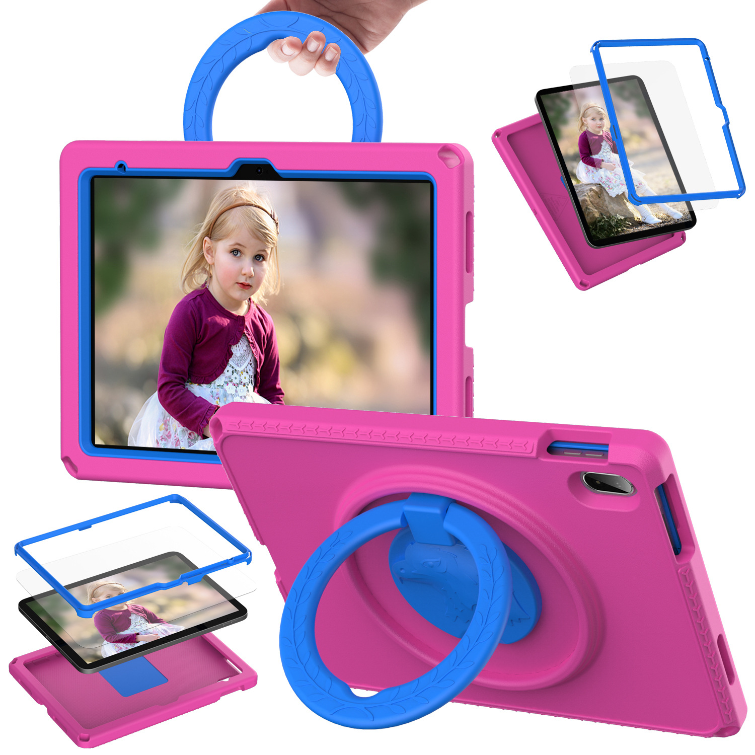 Cross-Border Hot Selling Global Eagle Eva Tablet Protective Case Children's Rotating Portable Bracket Anti-Fall Shell Factory Direct Sales