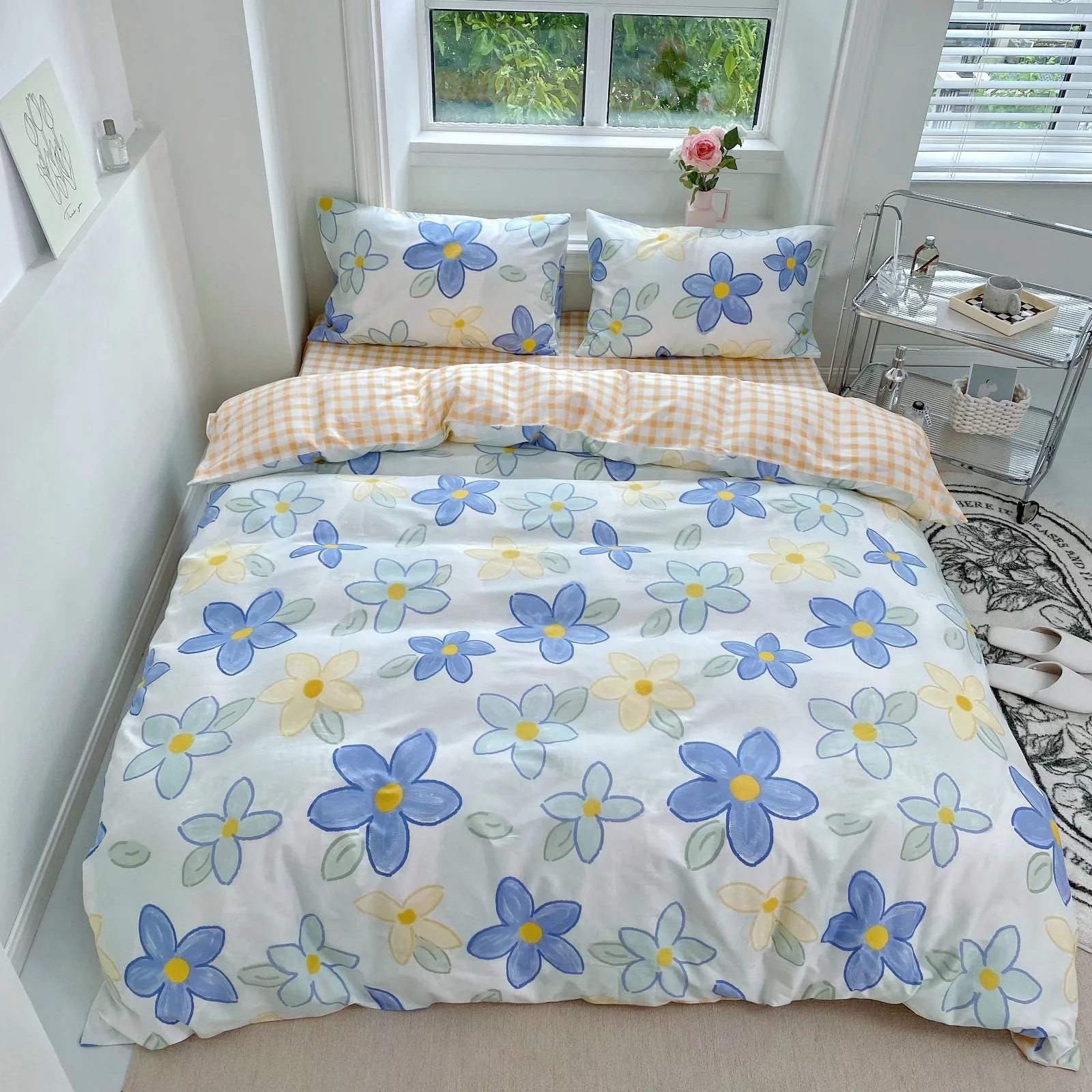 棉布布料纯棉花卉小花床品面料碎花叶子床单被子斜纹印花清仓处理