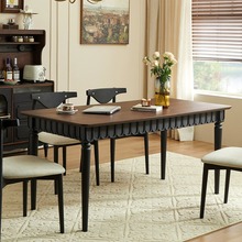 日式实木家用餐桌中古风拼色小户型饭桌原木复古书桌艺术设计师桌