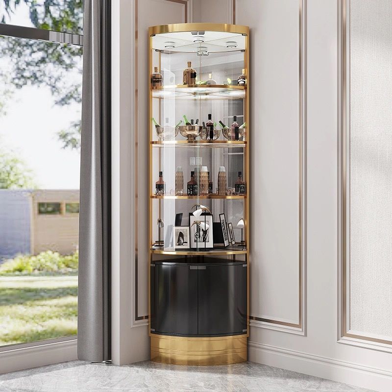 轻奢酒柜后现代家用餐厅三角红酒柜碧桂园样板房不锈钢转角酒柜