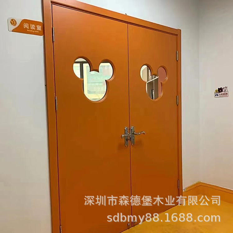 幼儿园早教培训班级免漆木门美容院足浴城带视窗平开门学校教室门