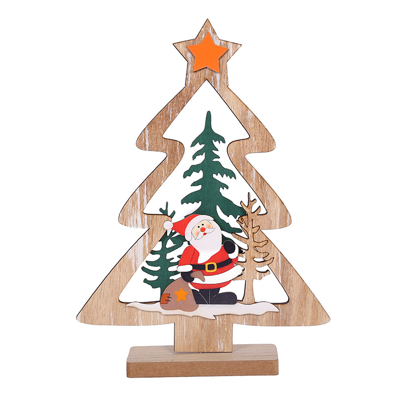 Christmas Decoration Wooden Ornament Desktop Decoration Christmas Gift Present Three-Dimensional Wooden Mini Christmas Tree