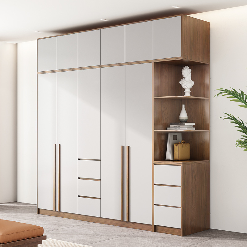 现代简约衣柜北欧卧室整体大衣橱储物小户型家用平开门衣帽间柜子