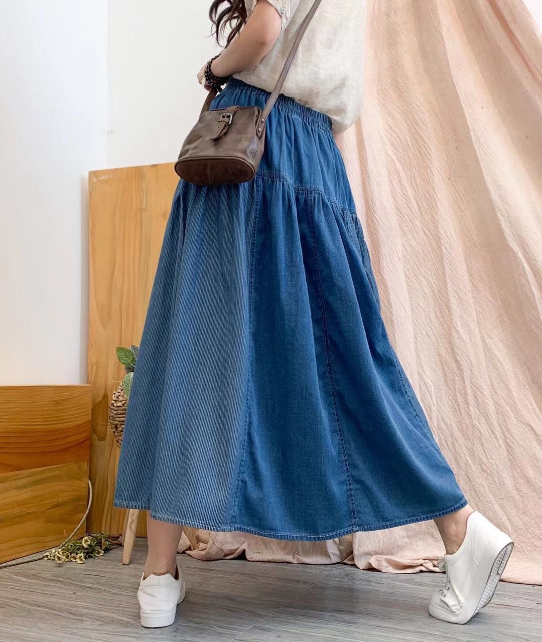 2022春季新款牛仔半身裙长裙女休闲裙子宽松版