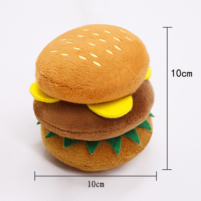 New Plush Toy Pizza Hamburger Pet Sounding Toy Dog Bite-Resistant Molar Pet Supplies in Stock Wholesale