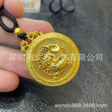 工厂承接黄金古法 花丝锁包吊坠  纯银古法金吊牌摆件 可来图加工