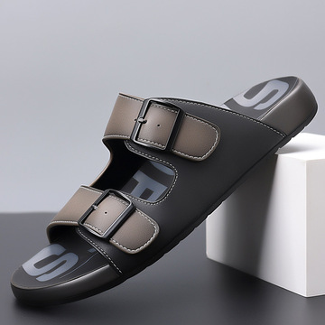 男士外穿拖鞋夏季防滑耐磨沙滩鞋真皮一字拖潮流百搭凉鞋休闲男拖