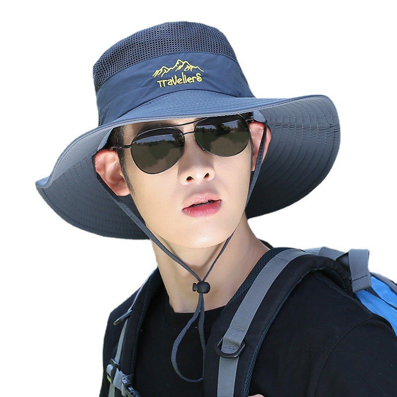 Sun Hat Men's Summer Outdoor Cycling Fishing Leisure Boonie Hat Mountaineering Sun Protective Breathable Big Brim Fisherman Hat