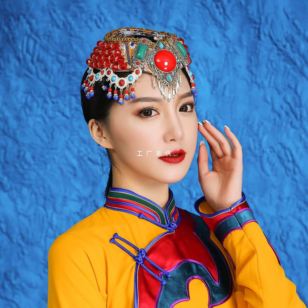 蒙古族女士成人儿 童帽子头饰蒙古民族顶碗舞蹈演出帽子服饰定 做