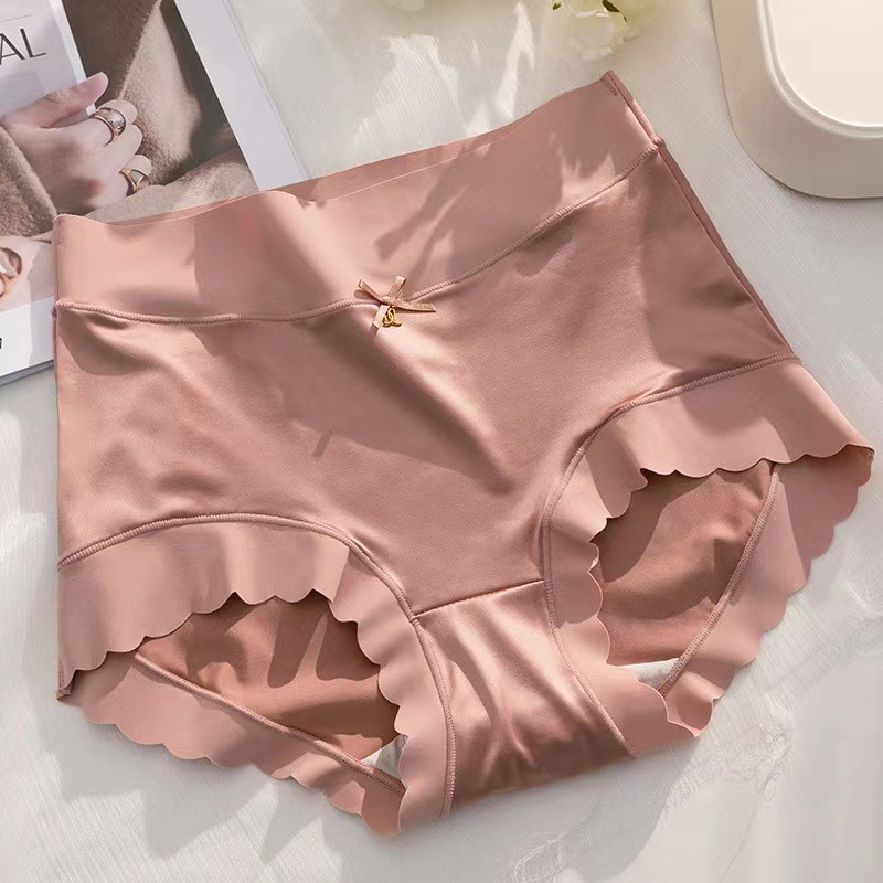 Best-Seller on Douyin Underwear Women's High Waist Shaping Light Luxury Satin Seamless Ice Silk Mulberry Silk Bottom Crotch Briefs