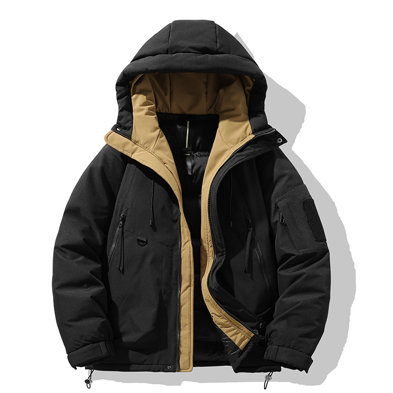 Winter New Outdoor Work Clothes Hooded down Jacket Men's Fashion Brand American Retro Couple Thick Windproof Coat Men