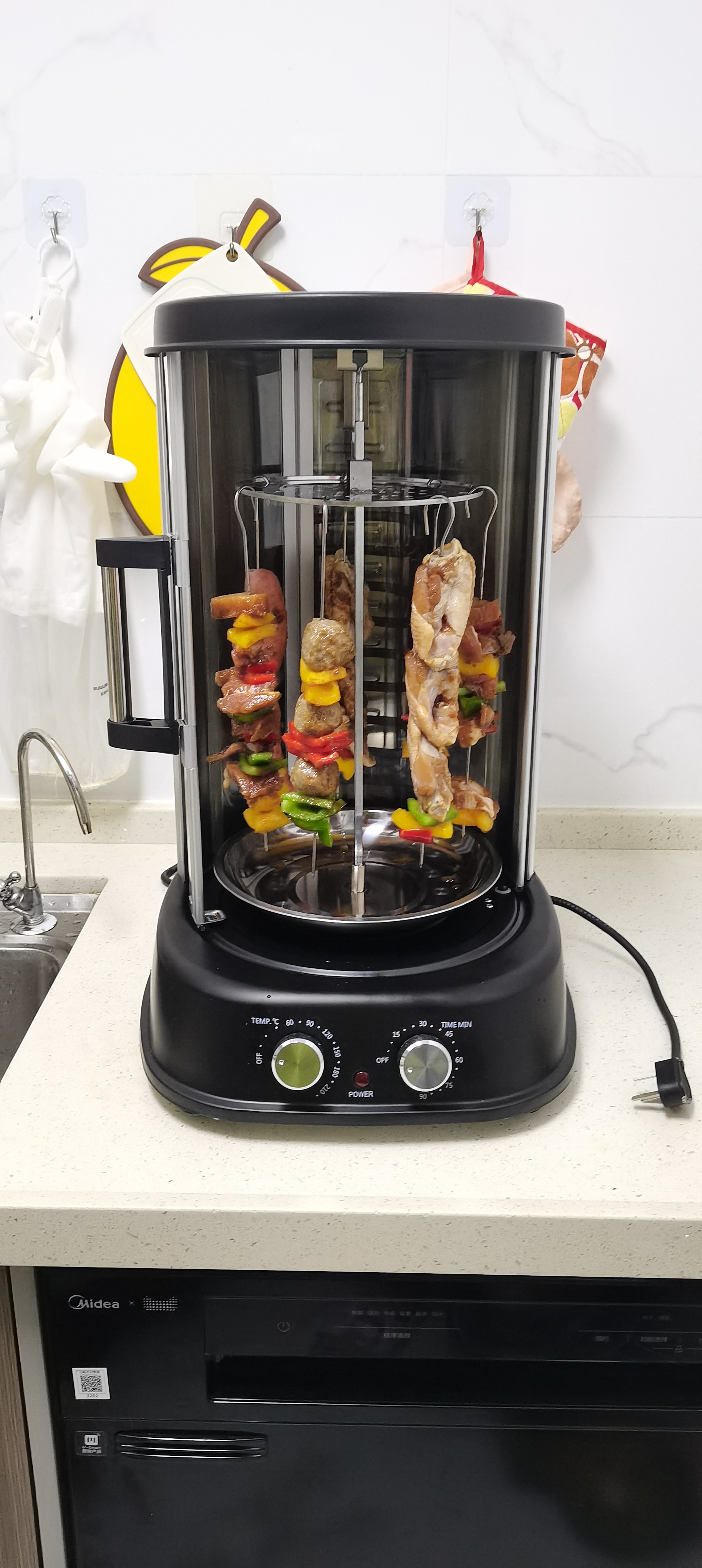 22qr飞龙无烟电烧烤炉旋转烤串机巴西烤肉机烤红薯家用商用烤鸡烤